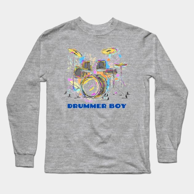 Drummer Boy Drum Set Percussionist Long Sleeve T-Shirt by Musician Gifts